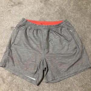 Birddogs Grey with Coral Lined Athletic 6" Shorts Large Short